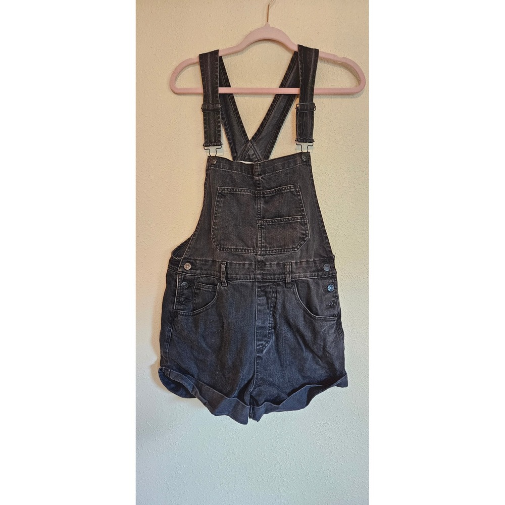 We The Free Free People Black Denim Shortalls Overalls Womens Small Faded Wash